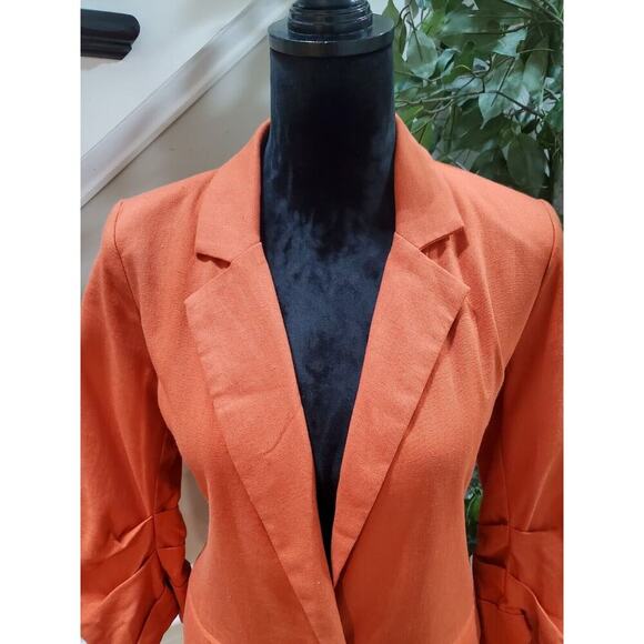 Lush Coral Cotton Single Breasted One Button Boyfriend Blazer Jacket Size Small - Picture 6 of 14